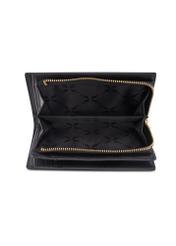 Czarny skórzany portfel damski PORES-0980R-9I(W26), widok produktu od środka na białym tle.