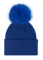 Blue winter hat with pompom CZADT-0161-61(Z24)-02 