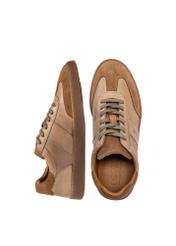 Skórzane męskie buty sportowe BUTYM-0487-1B(W26), widok produktu z góry na białym tle.