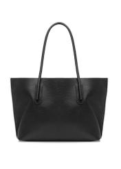 Czarna torebka shopper damska TOREC-0938B-99(Z25), widok produktu tyłem na białym tle.