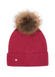 Fuchsia women's cap with pom-pom CZADT-0052-34(Z23)-02