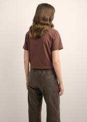 Brązowy bawełniany T-shirt damski TSHDT-0165-1H(Z26)