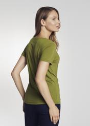 T-shirt damski khaki z aplikacją TSHDT-0072-55(Z21)-04