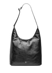 Czarna duża skórzana torebka damska TORES-1225-99(W26) - widok produktu z przodu, na białym tle.