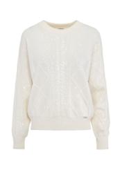 Cream women's sweater with sequins SWEDT-0227-12(Z24)-02