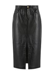 Black leather midi skirt SPCDS-0071-5344(Z24