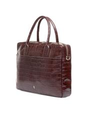 Skórzana elegancka torba damska croco TORES-1128E-89(Z25), widok skosu produktu na białym tle. 