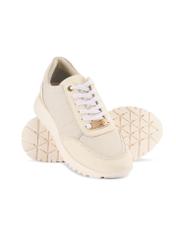 Kremowe skórzane buty sportowe damskie BUTYD-1099-11(Z 25) - widok produktu z góry na białym tle.