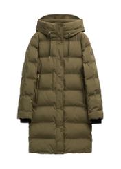 Zimowa kurtka damska w kolorze khaki KURDT-0700-8D(Z26) - widok produktu z przodu, na białym tle. 