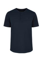 Granatowy T-shirt typu henley męski TSHMT-0104-68(W24)