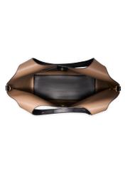 Czarna torebka shopper damska TOREC-1259-99(Z26), widok produktu od środka na białym tle.