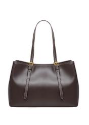 Brązowa duża torebka shopper TOREC-1381-1H(Z26), widok produktu z tyłu na białym tle.