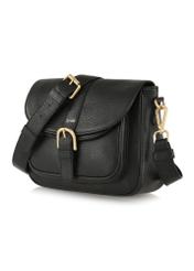 Roomy black leather women's messenger bag TORES-1021-99(Z24)-02