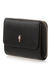 Mały czarny skórzany portfel damski PORES-0802A-99(W23)-02