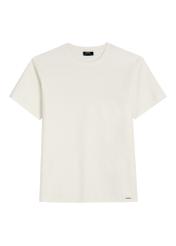 Kremowy prążkowany t-shirt męski TSHMT-0142-0B(W26), widok produktu z przodu na białym tle.