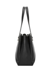 Czarna torebka shopper damska TOREC-1260-9I(Z26), widok produktu z boku na białym tle.