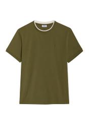 Jasnozielony bawełniany gładki T-shirt męski TSHMT-0155-8A(Z26) - widok produktu z przodu, na białym tle. 