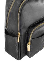 Black women's backpack with monogram TOREN-0255A-99(Z24)-06