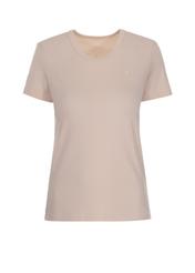 Beżowy T-shirt basic damski TSHDT-0076-81(Z21)