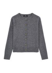 Szary wełniany kardigan damski KARDT-0058-91(Z25), widok produktu z przodu na białym tle.