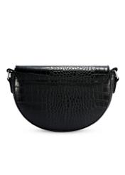 Czarna półokrągła listonoszka damska croco TOREC-1184-9G(W26), widok produktu z tyłu na białym tle.