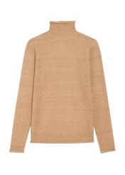 Camelowy sweter damski z domieszką wełny SWEDT-0241-24(Z25), widok produktu z przodu na białym tle.
