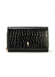 Czarny skórzany portfel damski croco PORES-0956-99(W25)