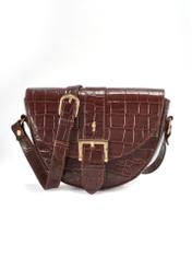 Brązowa skórzana torebka w stylu croco TORES-0707E-89(Z25)