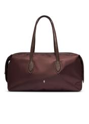 Duża torba ciemnobrązowa typu shopper TOREN-0354-1I(Z26), widok produktu z przodu na białym tle.