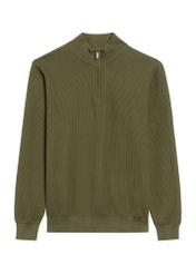 Sweter męski khaki z suwakiem SWEMT-0167-55(Z25), widok produktu z przodu na białym tle.