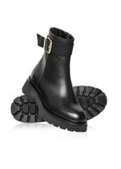 Black leather ankle boots on the platform BUTYD-1132-99(Z24)-06