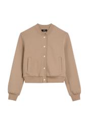 Bluza damska w kolorze camelu BLZDT-0121-1D(W26), widok produktu z przodu na białym tle.