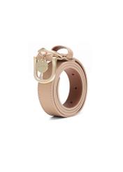 Beżowy pasek skórzany damski PASDS-0275-81(Z25), widok produktu skosem na białym tle.