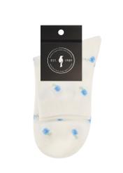 Skarpetki damskie w kwiatki SKADT-0076-0P(W26), widok produktu z opakowaniem na białym tle.