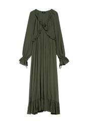 Sukienka maxi w kolorze khaki SUKDT-0248-55(Z25), widok produktu z przodu na białym tle.