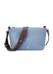 Mała niebieska torebka damska TOREC-0882-7C(W26), widok produktu z przodu na białym tle.