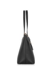 Czarna torebka shopper damska TOREC-0953A-99(Z25), widok produktu od boku na białym tle.