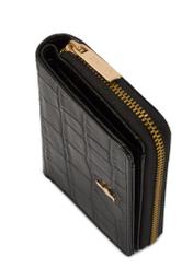 Czarny portfel damski croco PORES-0888-9G(W26), zbliżenie na detal produktu na białym tle.