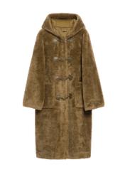 Futro damskie w kolorze khaki FUTDP-0070-55(Z25), widok produktu od przodu na białym tle.