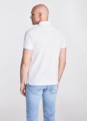 Kremowa koszulka polo męska z bawełny POLMT-0045B-12(W25)-03
