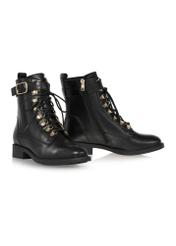 Black leather women's boots BUTYD-1114-99(Z24)-04