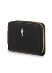 Mały czarny portfel damski z paskiem POREC-0319-99(W23)-03