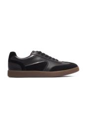 Czarne skórzane buty sportowe BUTYM-0573-9J(Z26), widok produktu z boku na białym tle.