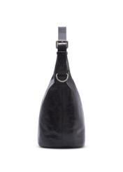 Czarna duża torebka shopper TORES-1367-9F(Z26), widok produktu z boku na jasnym tle.
