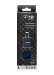 Granatowy pokrowiec na małą walizkę AW-013-0002-7D-S(W26), widok produktu z przodu w opakowaniu.