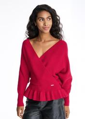 Czerwony sweter damski z taliowaniem SWEDT-0126-42(Z22)-02
