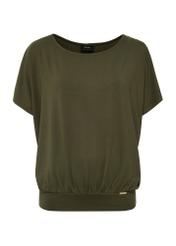 Bluzka khaki ze ściągaczem damska BLUDT-0170-54(W25)-04