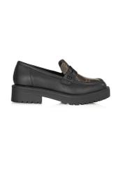 Black women's loafers with monogram BUTYD-1126-09(Z24)-03