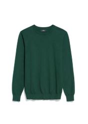 Zielony sweter męski basic SWEMT-0114A-54(Z24), widok produktu z przodu na białym tle.