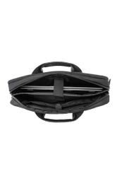 Czarna torba na laptopa TORMN-0401-99(W26) - widok produktu z góry, na białym tle. 